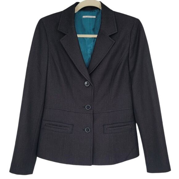 Tahari Women's Gray Blazer Size 8 Career Office Jacket w/ Teal Lining - Picture 1 of 6